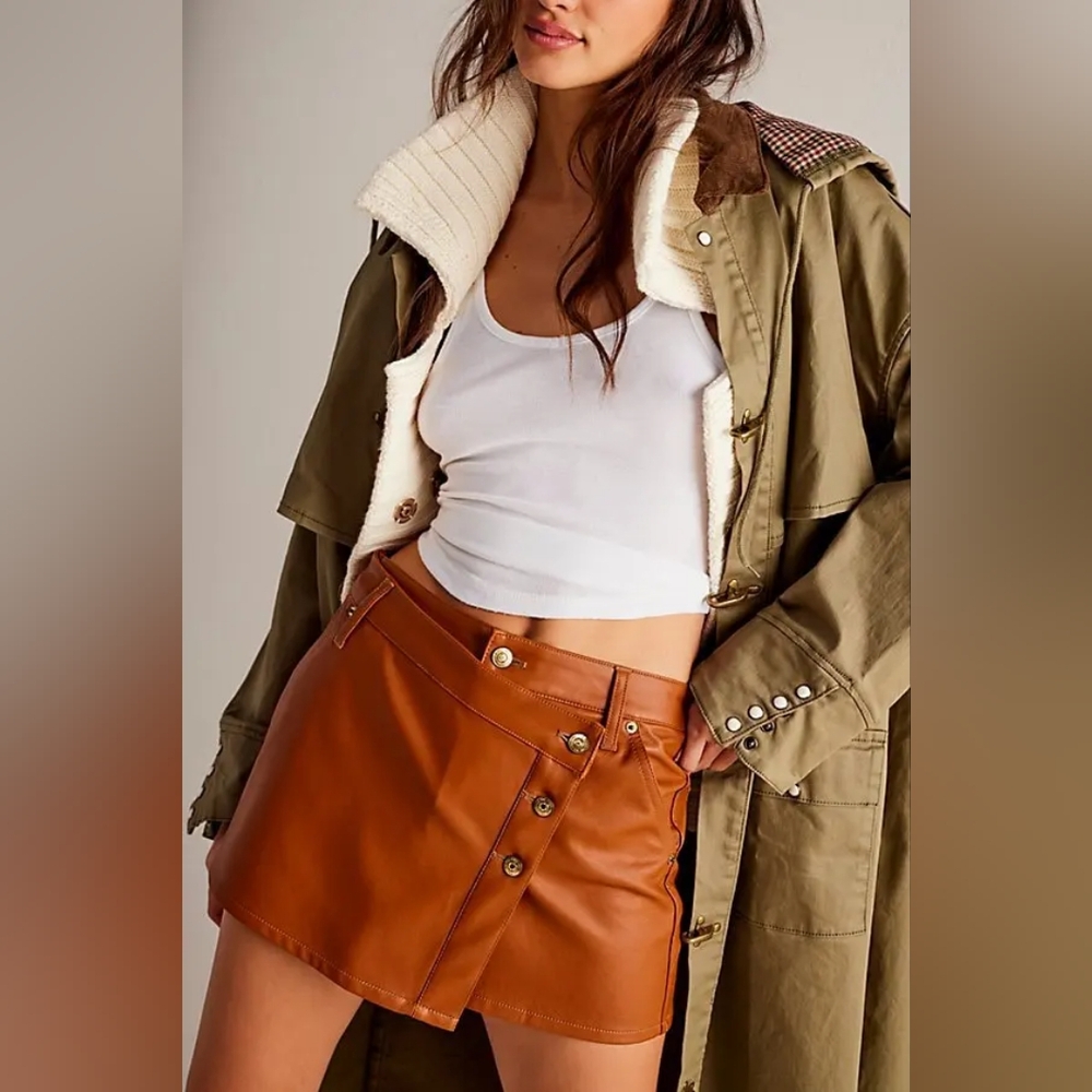 Free People We The Free Wynne Vegan Skirt/Caramel Cafe